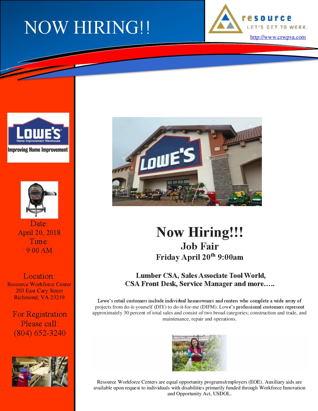 Lowe's Job Fair Nolef Turns, Inc.